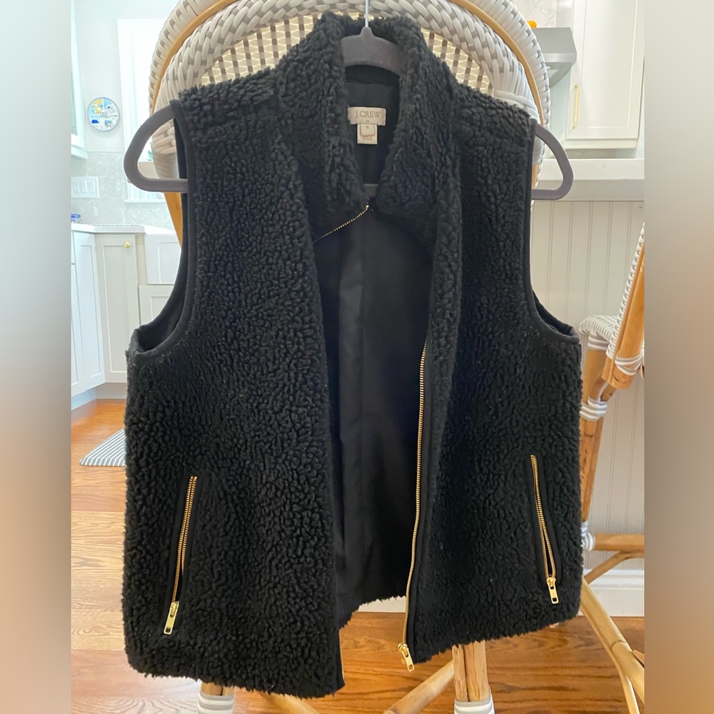 J Crew black sherpa vest